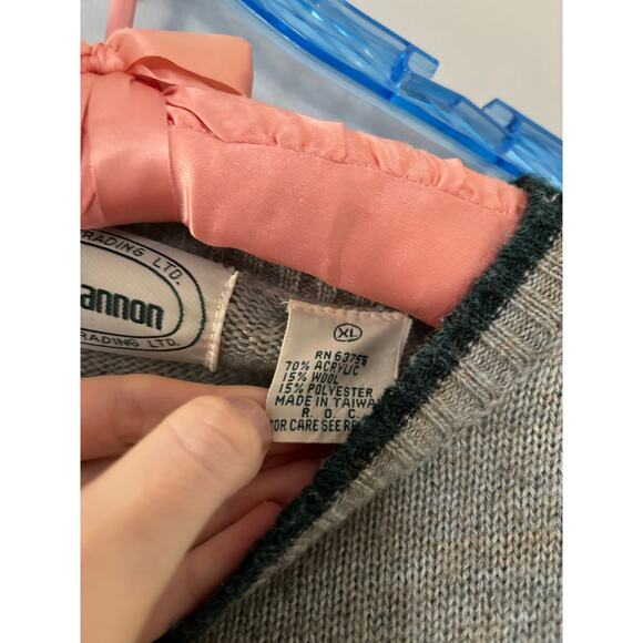 Vintage Men’s Basic Green, Gray, Brown Sweater by Ballyshannon XL ACRYLIC, WOOL - Picture 3 of 4